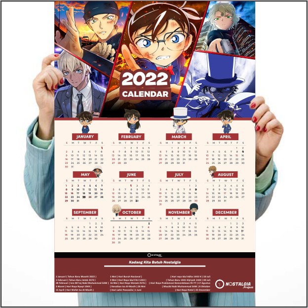 Poster Anime Terlengkap A3 - Kalender Anime 2022 Kimetsu no Yaiba Demon Slayer Tokyo Revengers Genshin Impact Haikyuu Jujutsu Kaisen-Detective Conan