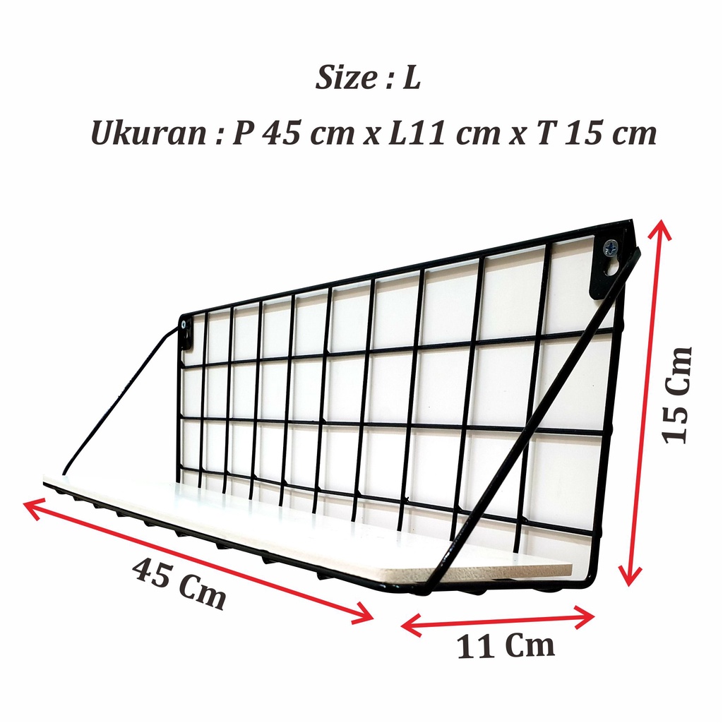 Mega_1688 Size L Rak dinding tempel minimalis rak besi rak tempat penyimpanan Bumbu Dapur MG942