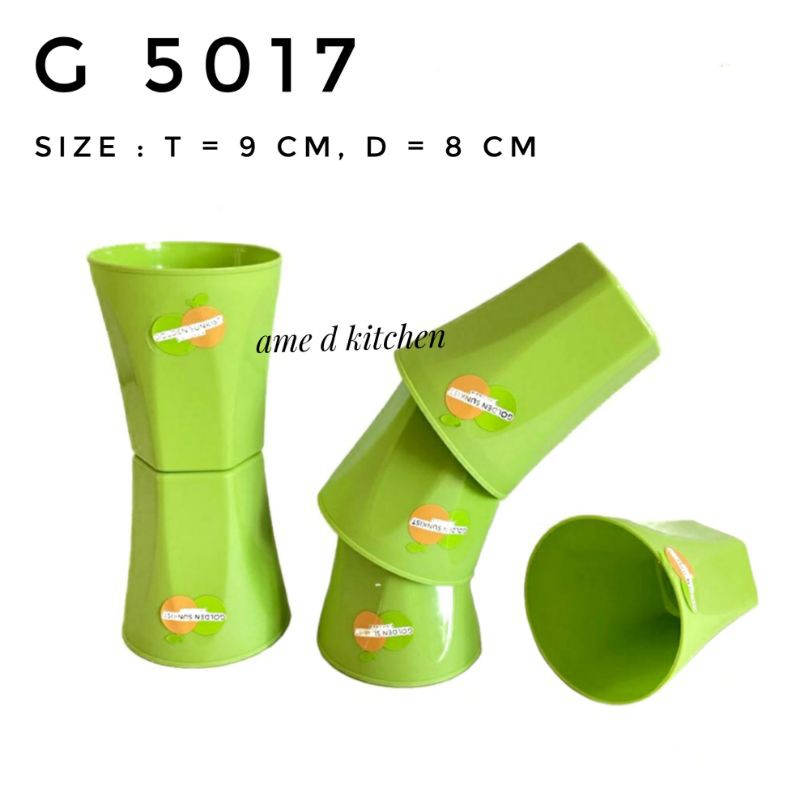Gelas 6 pcs hijau G 5017 golden sunkist
