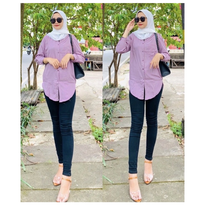 Kemeja Tunik Polos Shakila Premium Mango Stretch Botegga/ Atasan Muslim Wanita