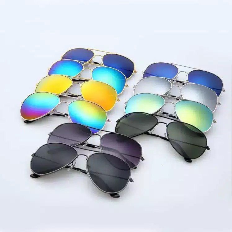 Kacamata Model Pilot Vincent Fashion Pria &amp; Wanita / Kaca Mata Kekinian Hitam &amp; Warna Bahan Metal / Kacamata Cool Korea Anti Silau Sinar UV Antiradiasi Keren Polarised UV KCH10