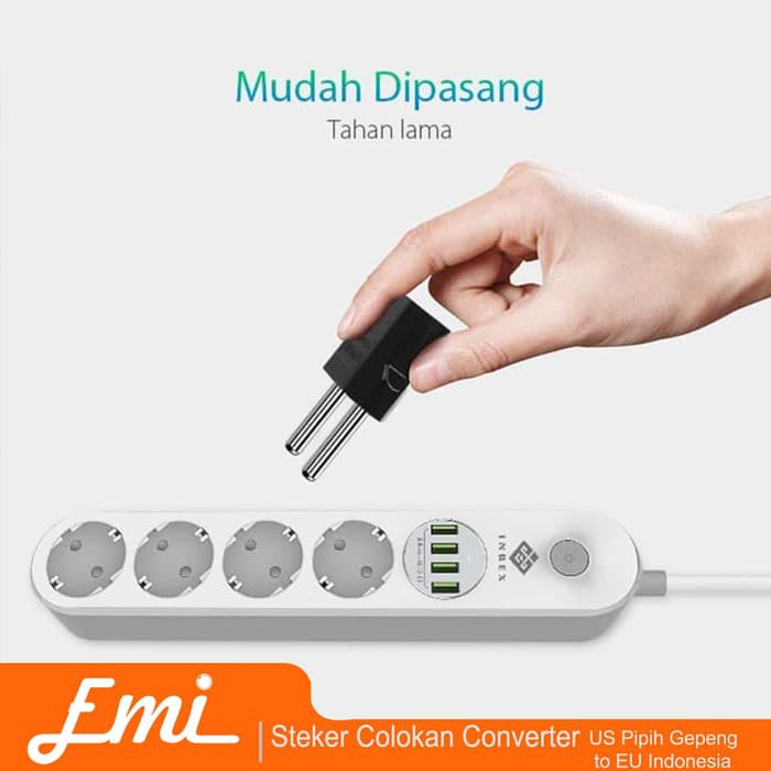 Over Steker Colokan Gepeng/Pipih ke Bulat (Colokan Standard Indonesia) By EMI