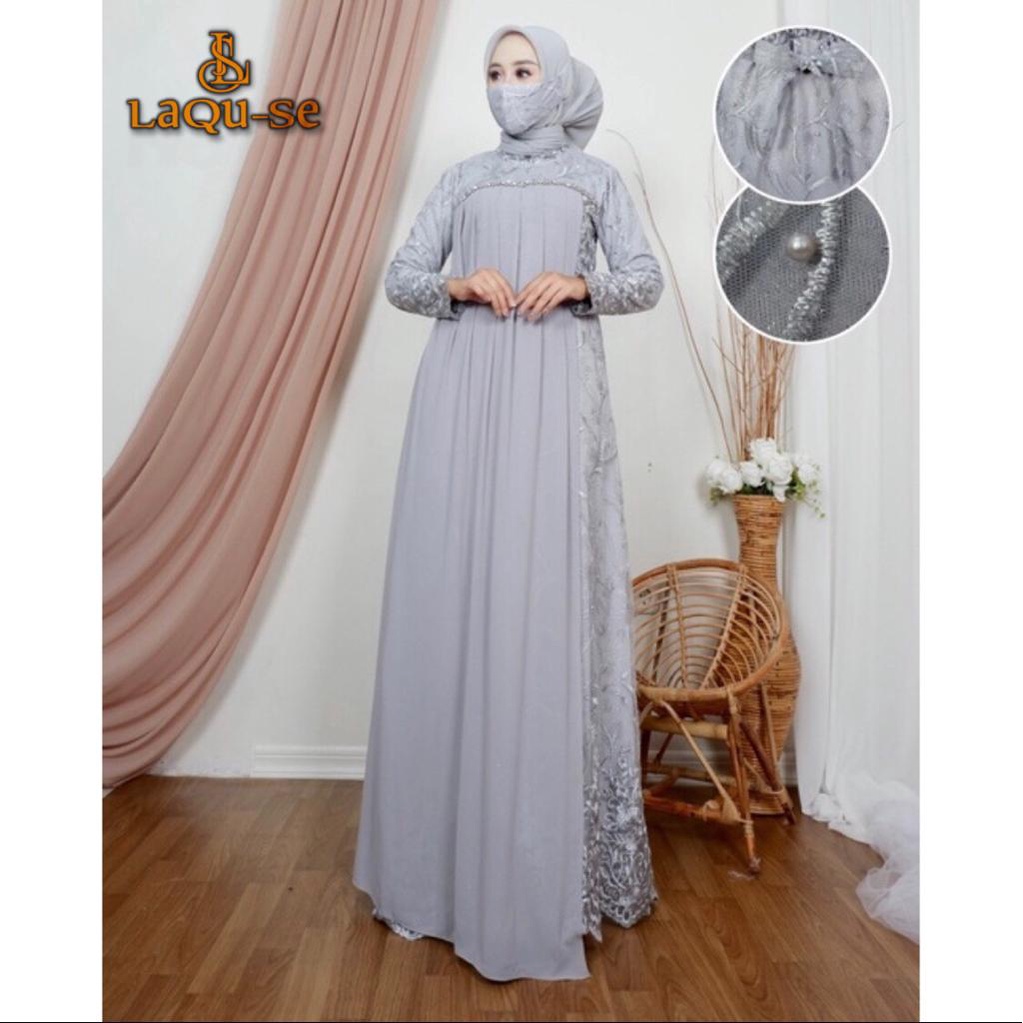 Dress Gamis Kebaya Cantik Modern Mix Ceruty Babydoll Gaun Pesta Kondatangan Wanita Mewah By Laquse_kebaya2