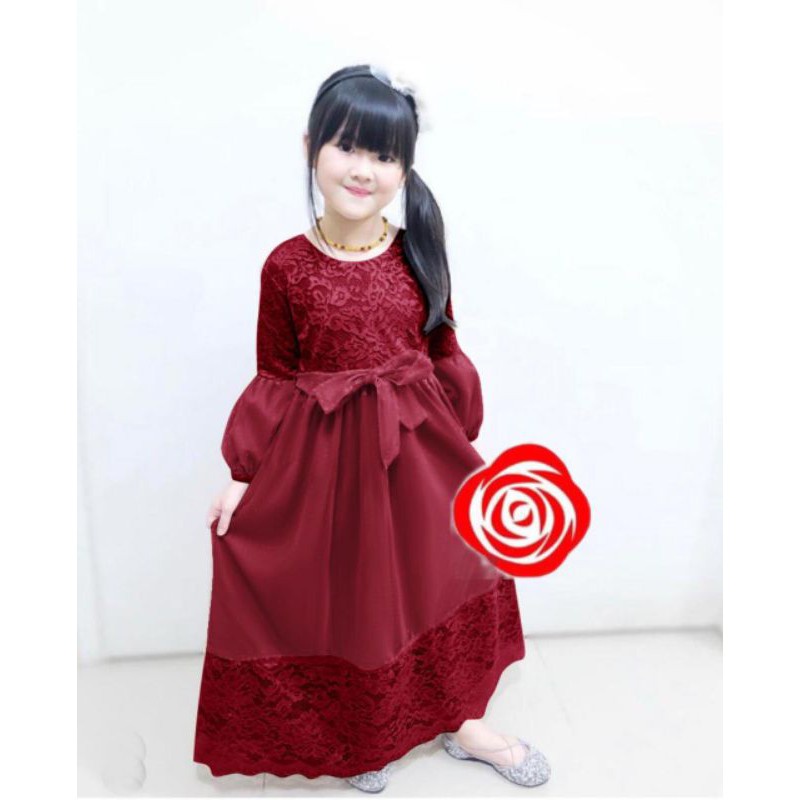 MAXI JOCELYN KID / GAMIS ANAK BRUKAT FULL / GAMIS ANAK MUSLIM KONDANGAN PESTA 3-6 TAHUN