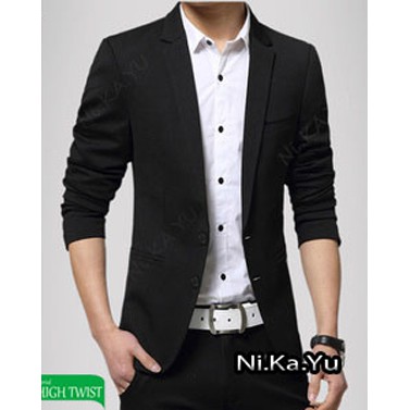 JAS PRIA HITAM CASUAL BLACK - JAS COWOK MODEL KOREA WARNA HITAM COCOK UNTUK ACARA RESMI