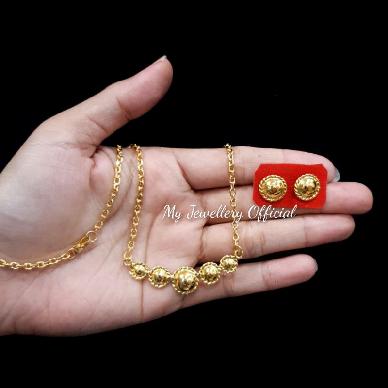 Set Boba Set Perhiasan Wanita Lapis Emas 24k Replika Perhiasan Import Premium