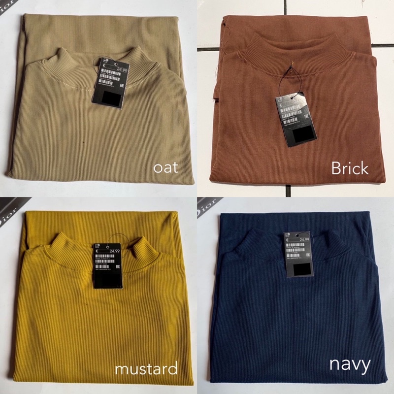 REYA TOP RAJUT KAOS RIB LEHER TINGGI INNER KNIT TURTLENECK BLOUSE KANTOR KERJA KULIAH SIMPLE POLOS MURAH GROSIR ADEM