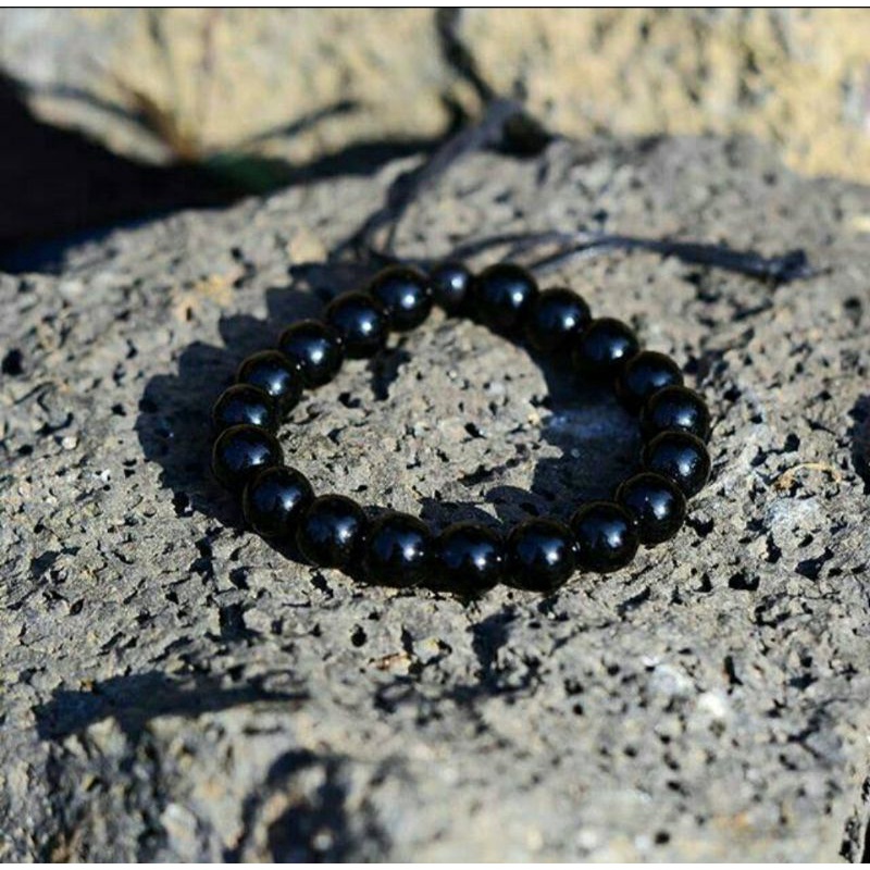 Gelang Kesehatan Black Jade Bulat Hitam/Anti Karat/Gelang pria Wanita/New Arrival/COD/AGAM AKSESORIS