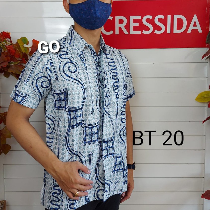 gos CRESSIDA KEMEJA BATIK Pakaian Pria Atasan Kemeja Hem Casual Reguler Original Lengan Pendek Bagus