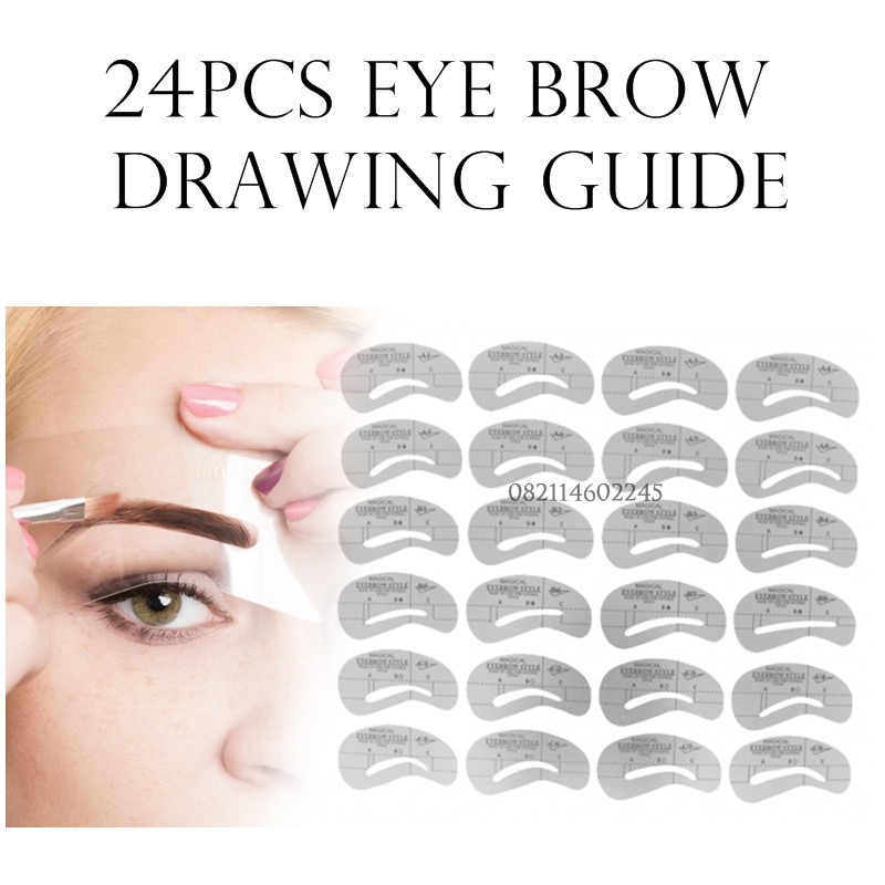 1 set isi 24pcs Cetakan ALis - 24pcs EYE BROW DRAWING GUIDE