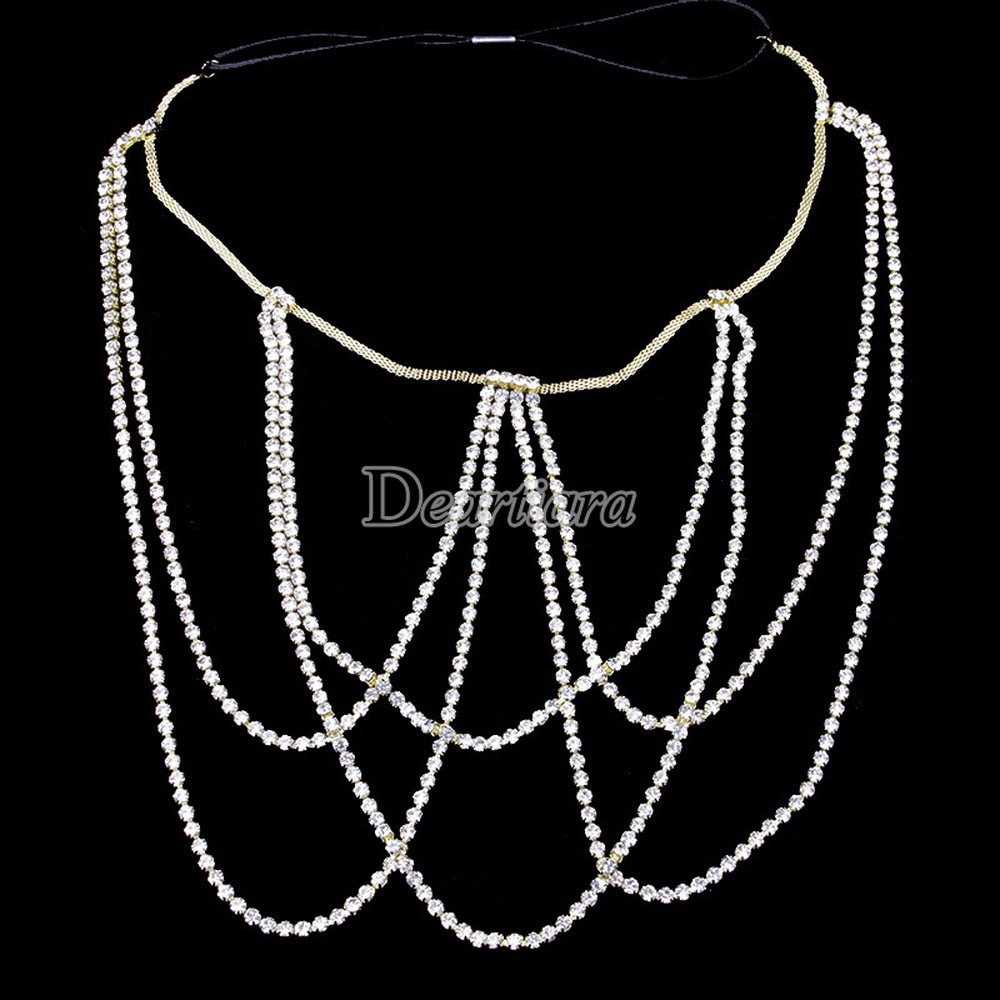 Rantai Paha Berlian Imitasi Multilayer Gaya Eropa Dan Amerika Untuk Klub Malam