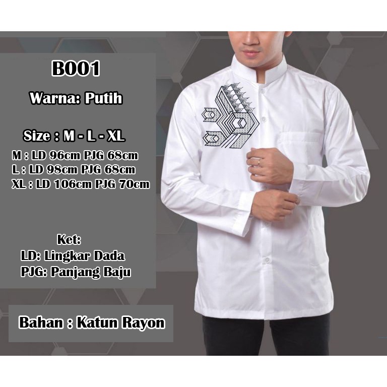 Kemeja Koko B001/ Baju Koko Pria/ Atasan Muslim Pria