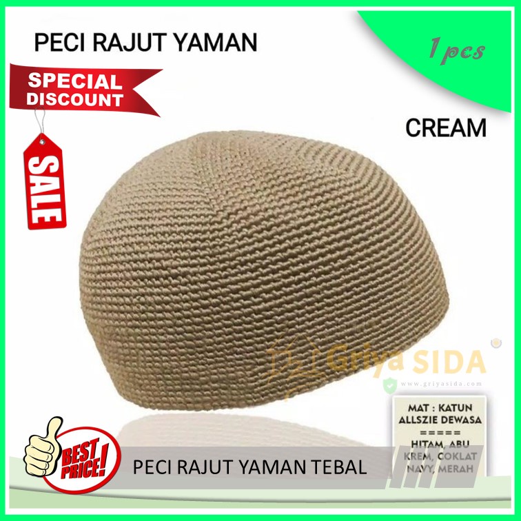 Peci rajut yaman tebal polos peci hadramaut super premium oleh2 haji asli peci rajut tebal PROMO!