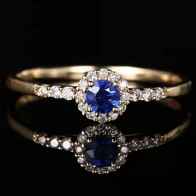 Cincin Bahan Stainless Steel Aksen Batu Permata Warna Biru Untuk Wanita