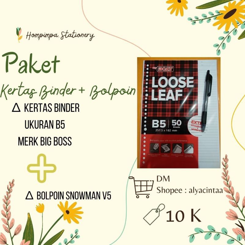 

kertas Binder B5 + bolpoin