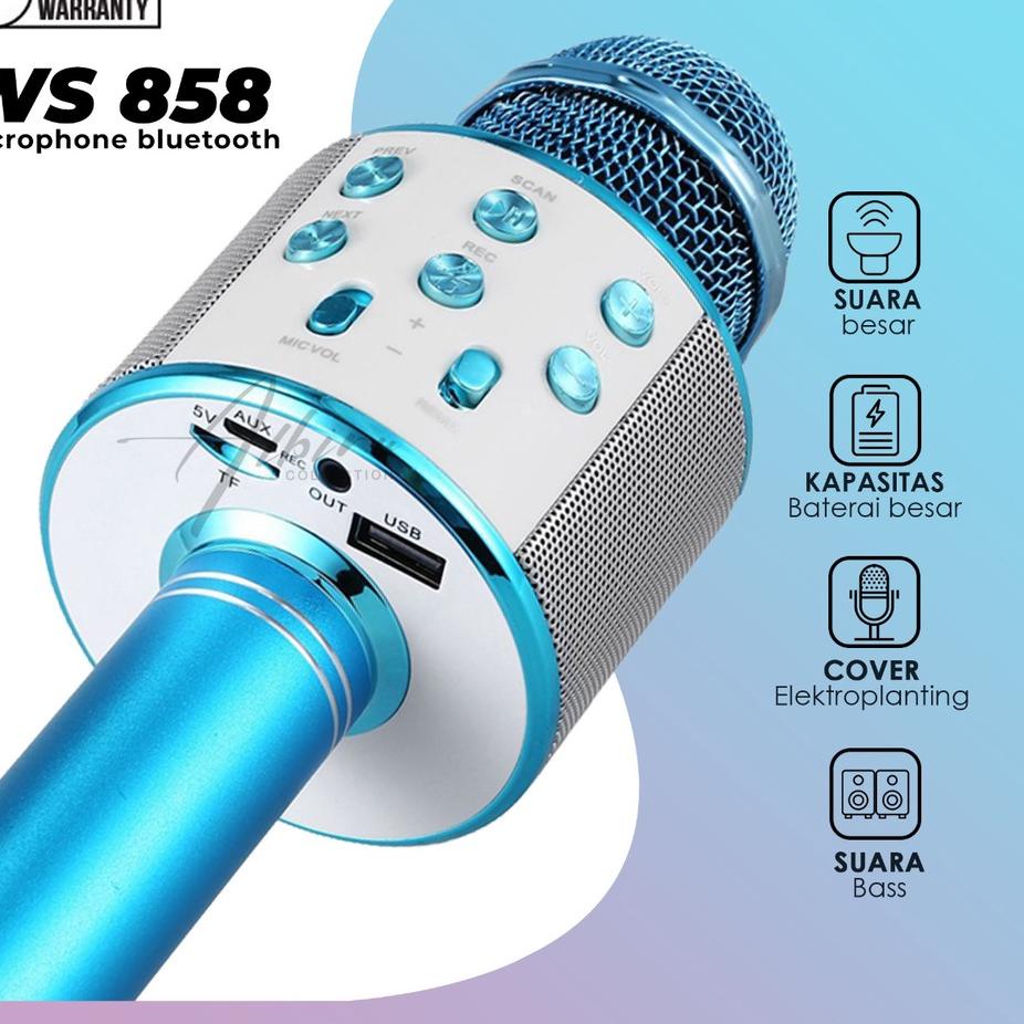 Special Price.. MS [ PROMO HARGA TERMURAH ] Microphone Karaoke Mic Bluetooth Ws 858 Speaker Mike Ws 