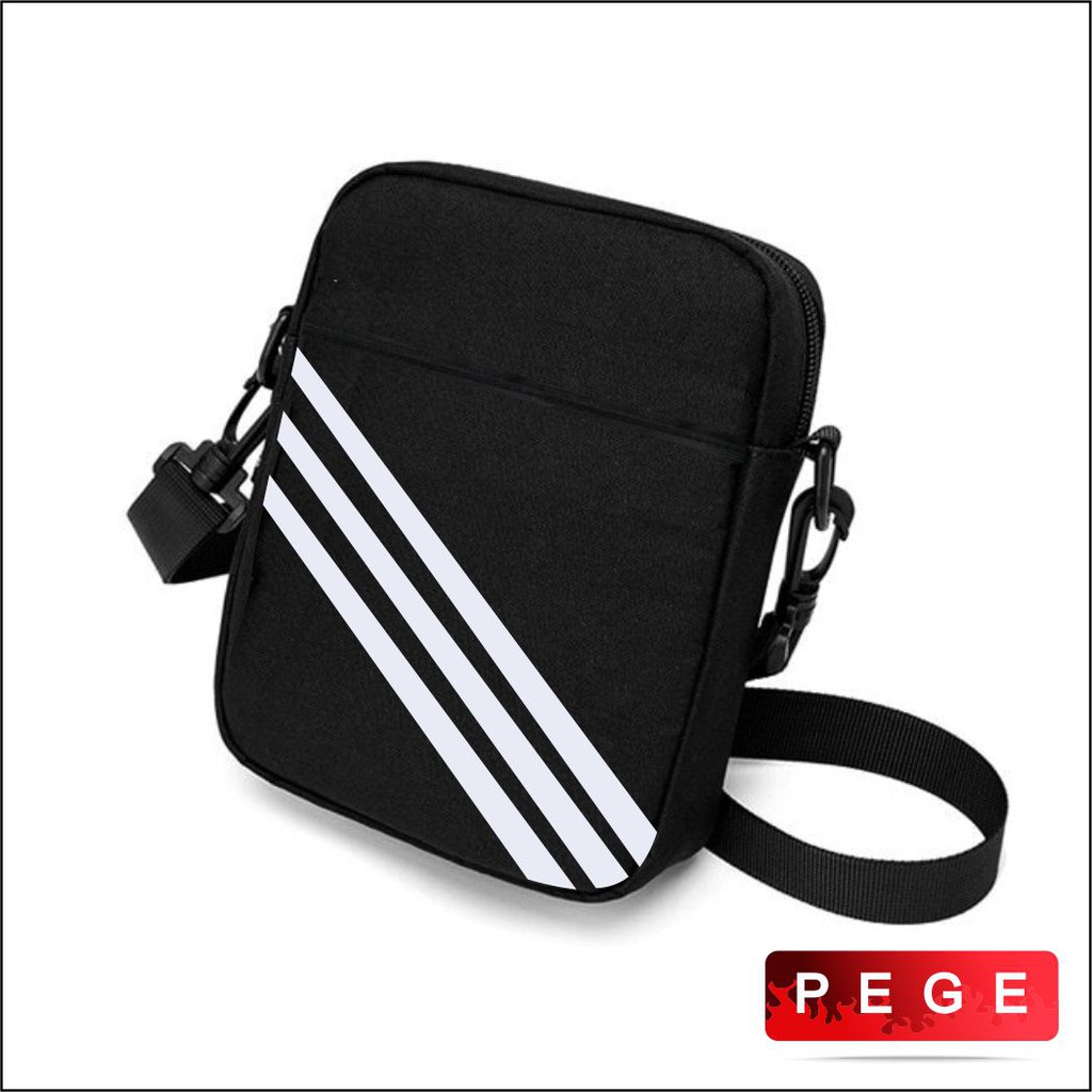 Tas Selempang Pria Pege Kasual Slingbag Bahu Motif Sablon Garis - Pg - 8878