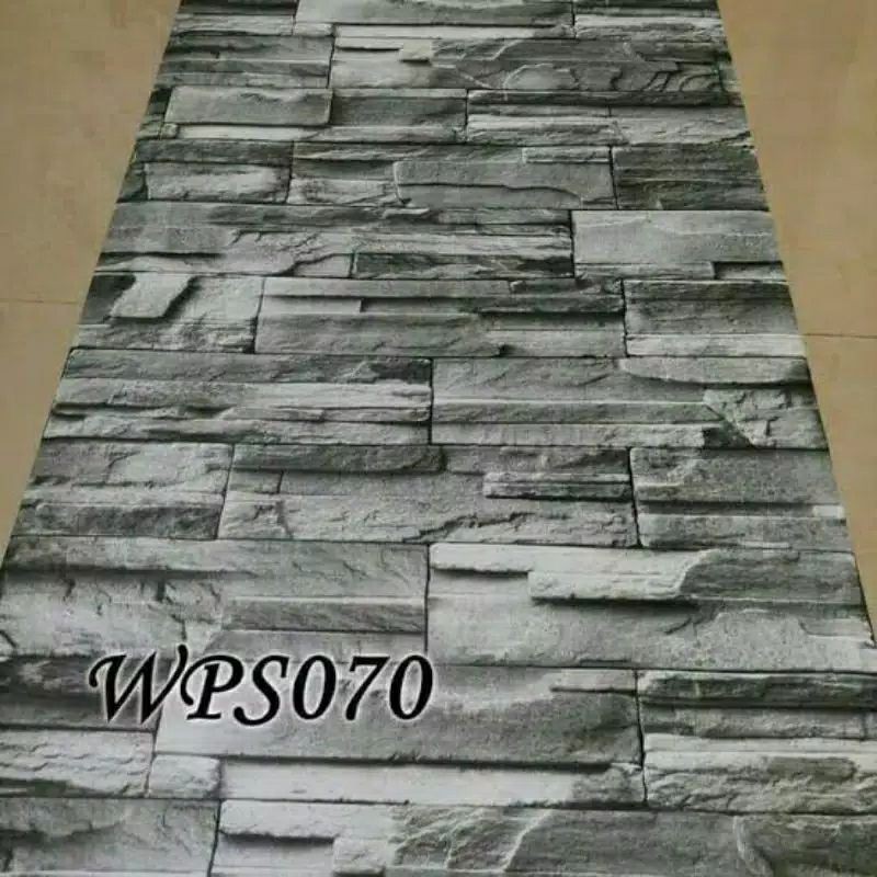 Wallpaper Dinding Motif Batu Alam Gelap Tua Ukuran Panjang 10Meter x Lebar 45Cm