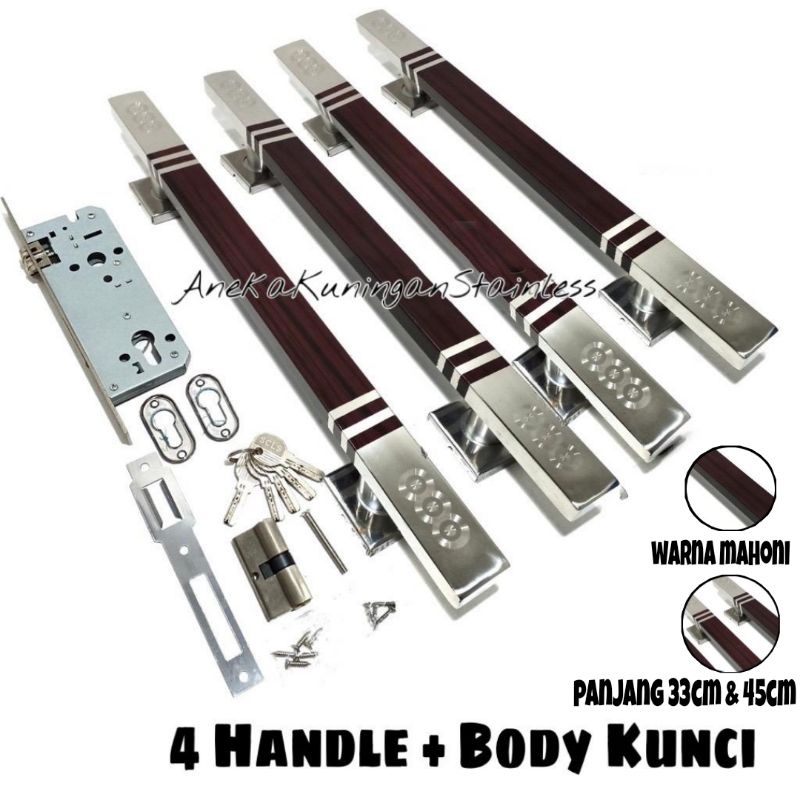 Paket Handle pintu rumah 45cm dan 33cm body kunci pelor murah minimalis Tarikan pintu  Gagang pintu rumah stainless hendel handel pintu rumah