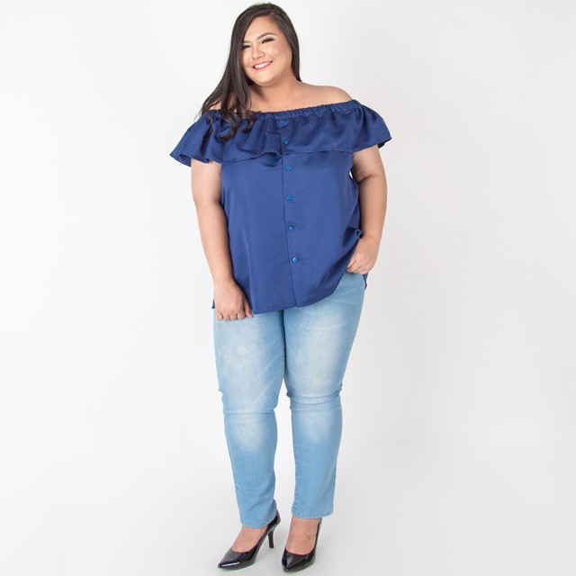 Luna Top in Dark Blue - Bigsize
