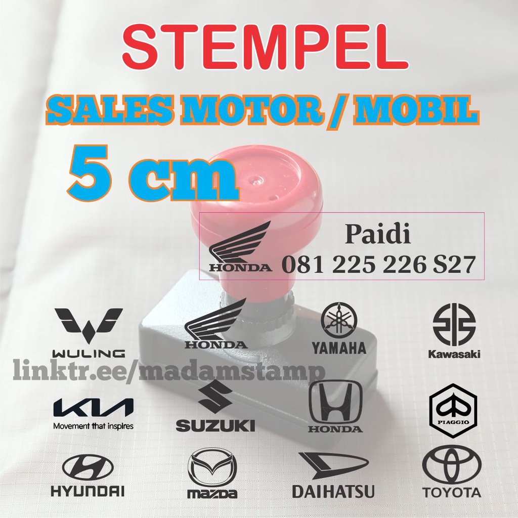 Jual stempel nama nomor hp marketing motor mobil hape brosur sales