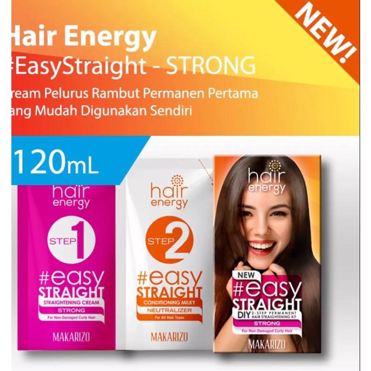 Makarizo Hair Energy Easy Straight - Strong 120 ML Pelurus Rambut Permanen // Untuk Rambut Keriting