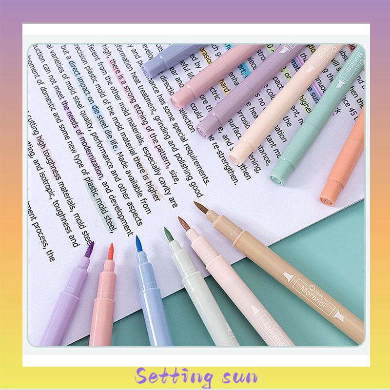 6PCS Spidol Highlighter Dua Sisi Ujung Lembut TN