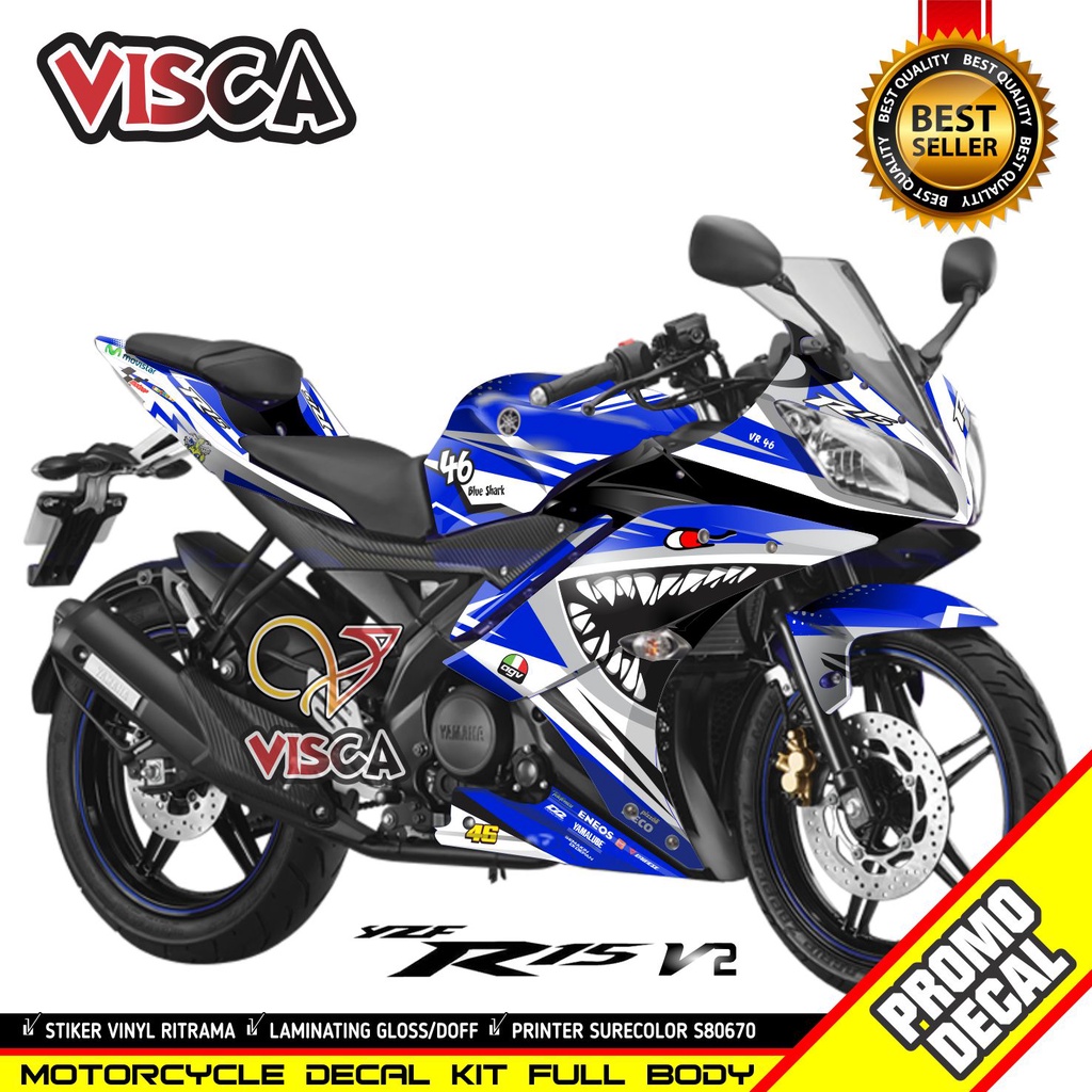 Decal R15 V2 Full Body Stiker R15 V2 Striping R15 V2 Sticker R15 V2 Full Blok motif shark