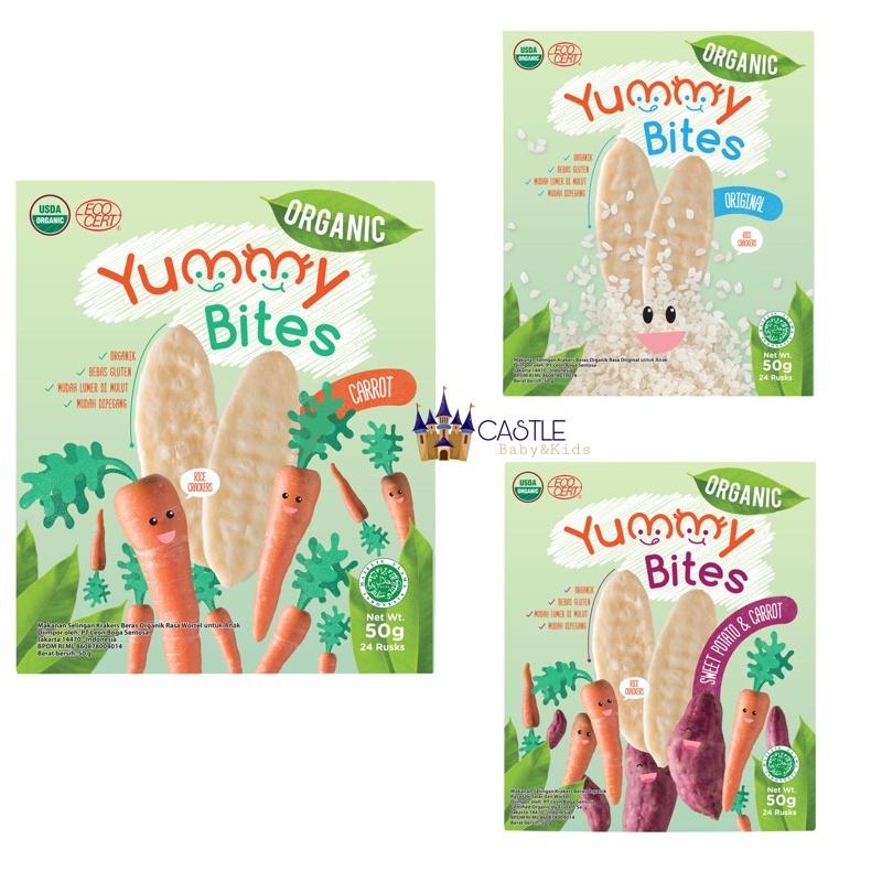 Castle - Yummy Bites Rice Crackers Organic 50gr 6bulan keatas m