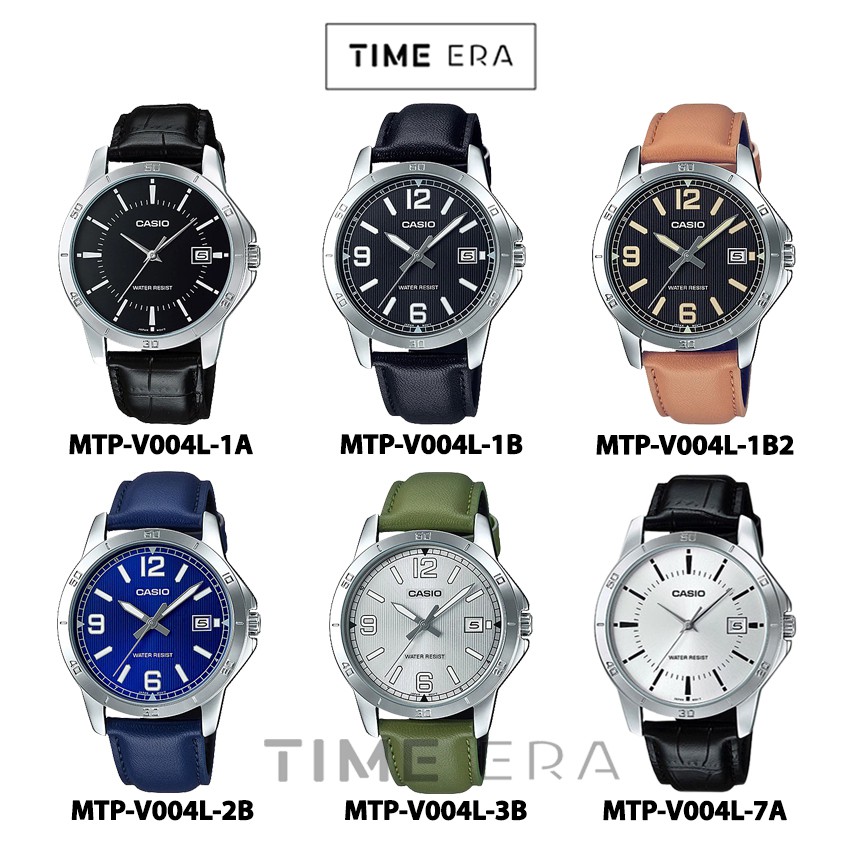 Casio Original MTP V004L / MTP-V004L-1A 1B 2B 7A Jam Tangan Analog Pria Kulit