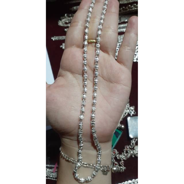 Kalung bambu dewasa perak murni