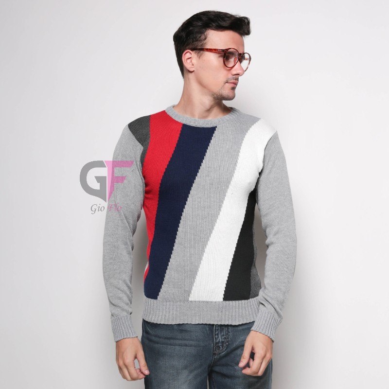 GIOFLO Baju Sweater Cardigan Anak Muda Rajut Abu / SWE 833