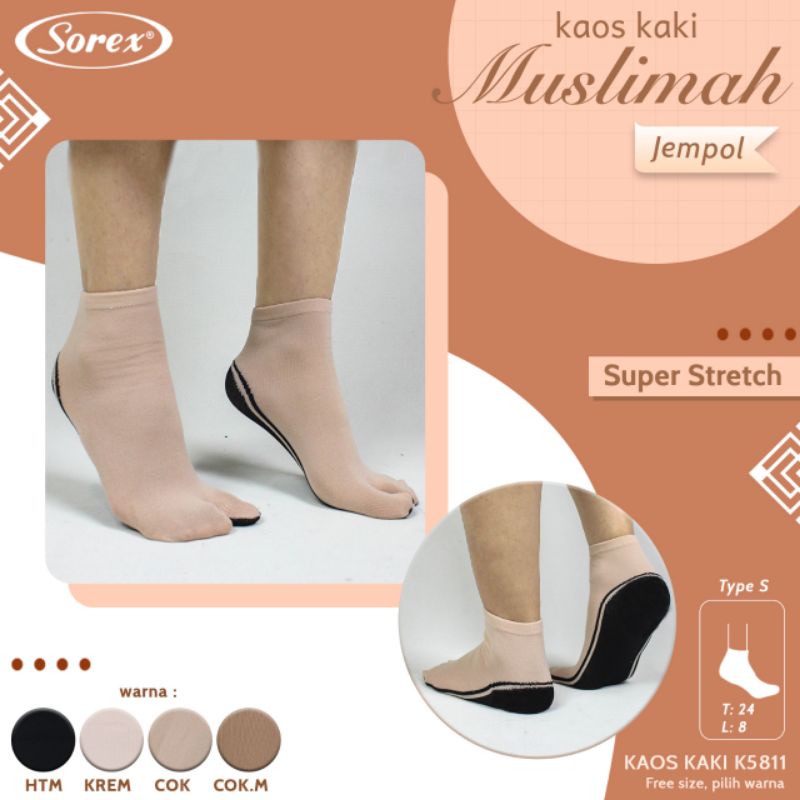 Sorex kaos kaki wanita muslimah Jempol K 5811/K 5812/K 5813 super strech