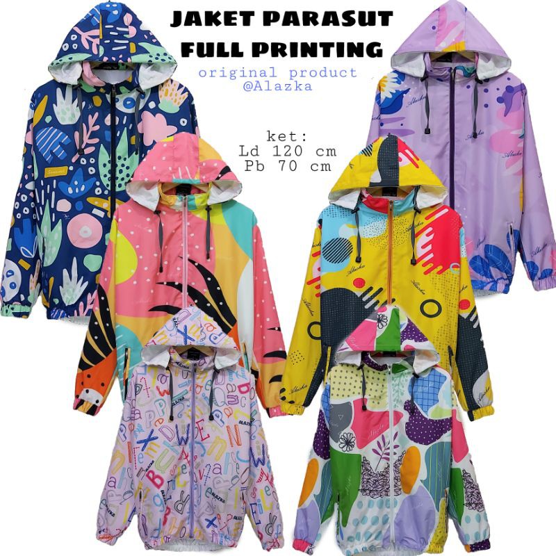 READY/Jaket parasut full printing/jaket sepeda/ld 120 cm/all size/pria dan wanita