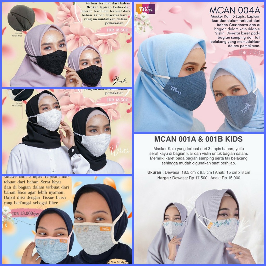 Masker Kain Bordir  Satuan by Nibras Hijab MCAN