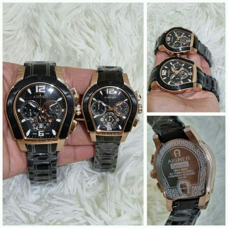 jam tangan couple aigner palermo batre crono atainless kualitas ori