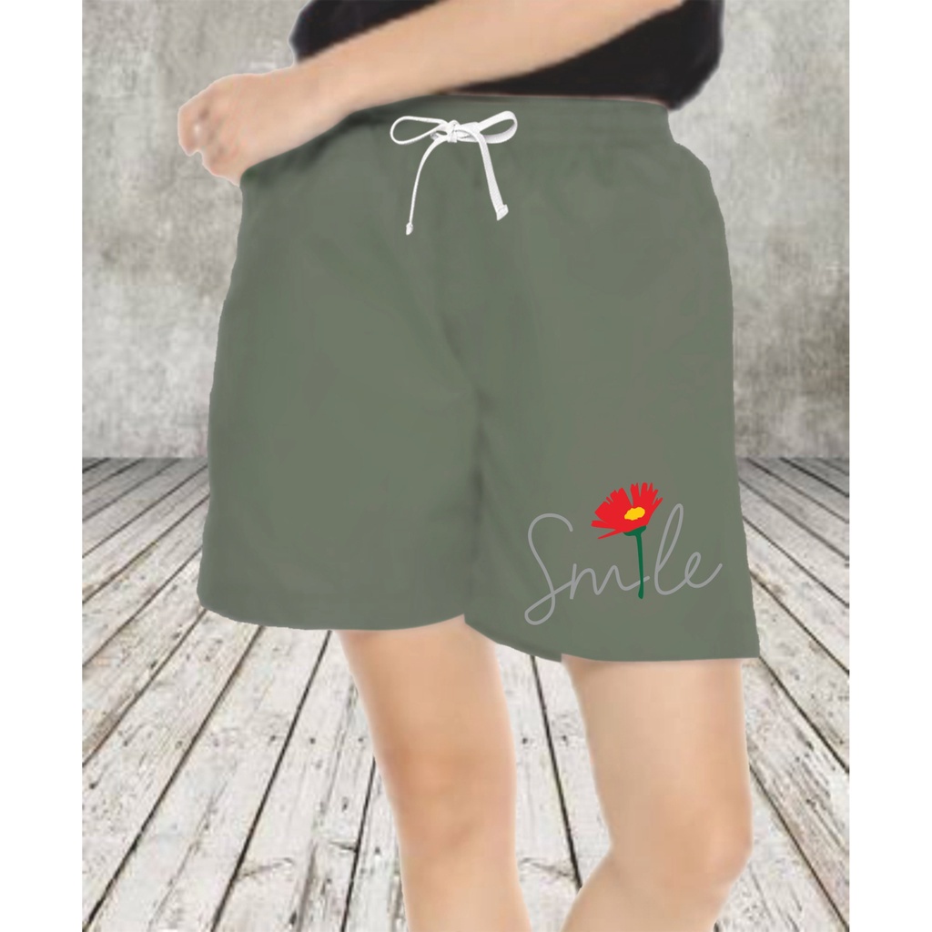 Celana Pendek Wanita SMILE/ Hot pants Katun Motif Kekinian Dewasa &amp; Remaja