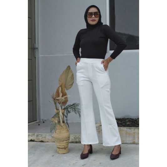 3A Fashion - Celana Cutbray List Big Size High Waist Scuba Premium Pinggang Full Karet