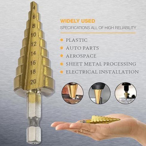 Mata Bor Multi Step Pagoda 4-20mm Tangga Payung Drill HSS Titanium sincer02 Kualitas Baik