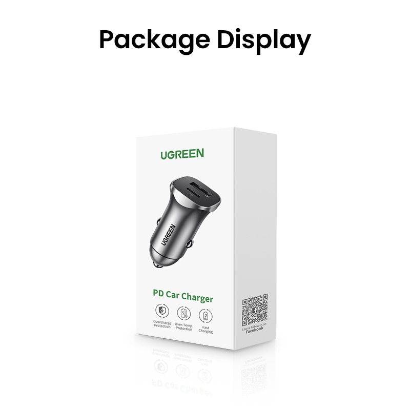 【Stok Produk di Indonesia】Ugreen Adaptor Charger Mobil Quick Charge 4.0 3.0 QC PD USB Bahan Aluminum Untuk iPhone 14 13 pro Max 13 / 12 / 11 / XS / XS Max / XR / 7 plus / 8 plus