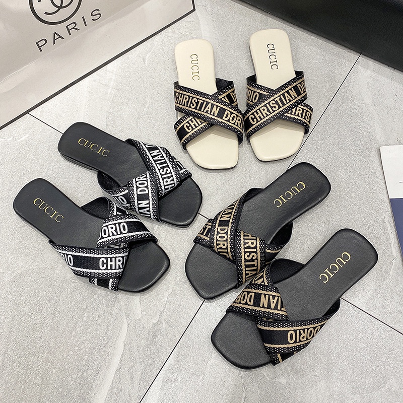 SS2232 Sandal Wanita Slip On Fashion Import CDK Ready Jakarta Bisa COD (NO BOX)