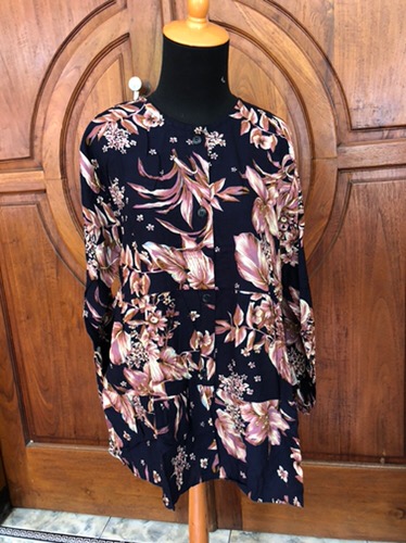 Tunik Isyana Rayon Sultan Kerah Kancing Busui Free Belt Jumbo Bumil Busui Cantik Batik Syahrini