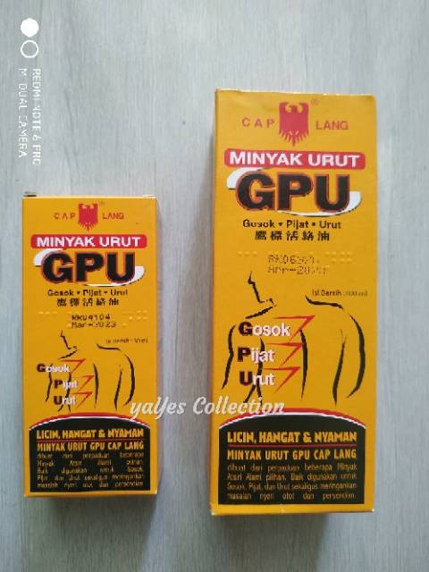 GPU minyak urut 30 ml 60 ml 100 ml caplang gosok pijat urut licin hangat nyaman dewasa liniment oil