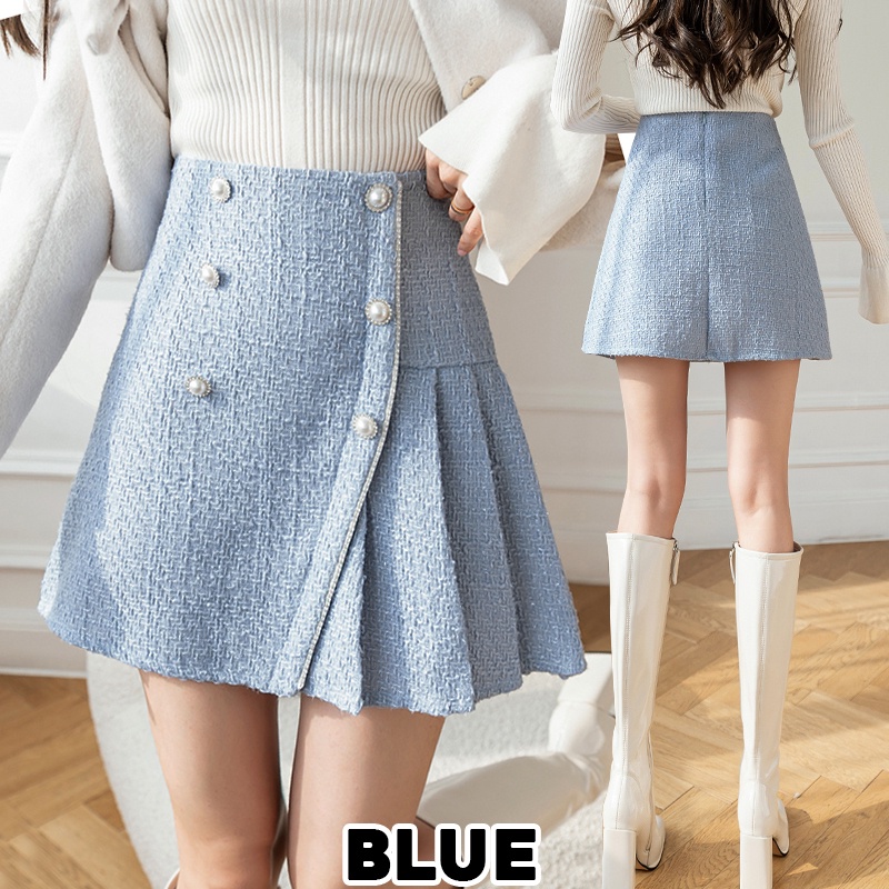 KARAKOREA 7701 Tweed Mini Skirt/Rok Mini/Rok Pendek/Rok Pesta