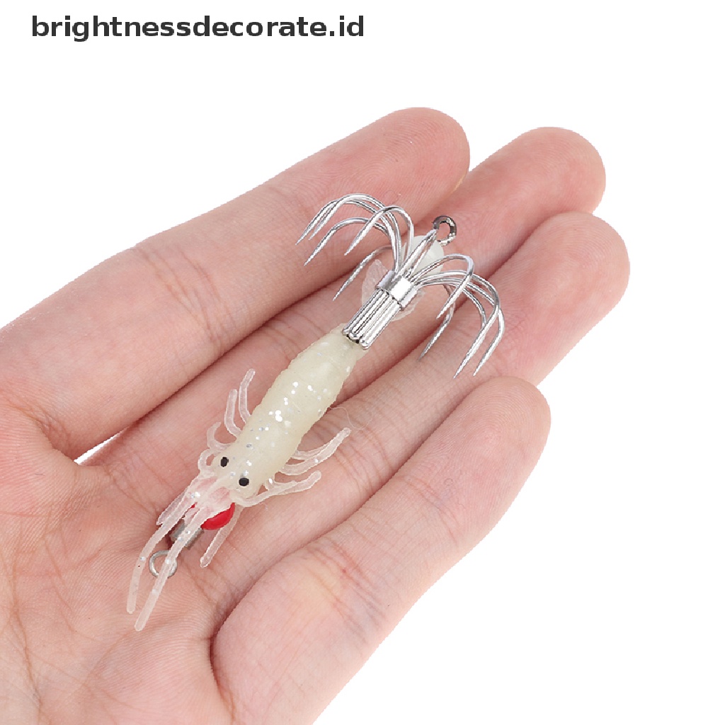 [birth] 1PC Luminous Squid Jigs Glow Wood Shrimp with Octopus Squid Hook Fishing Lure [ID]