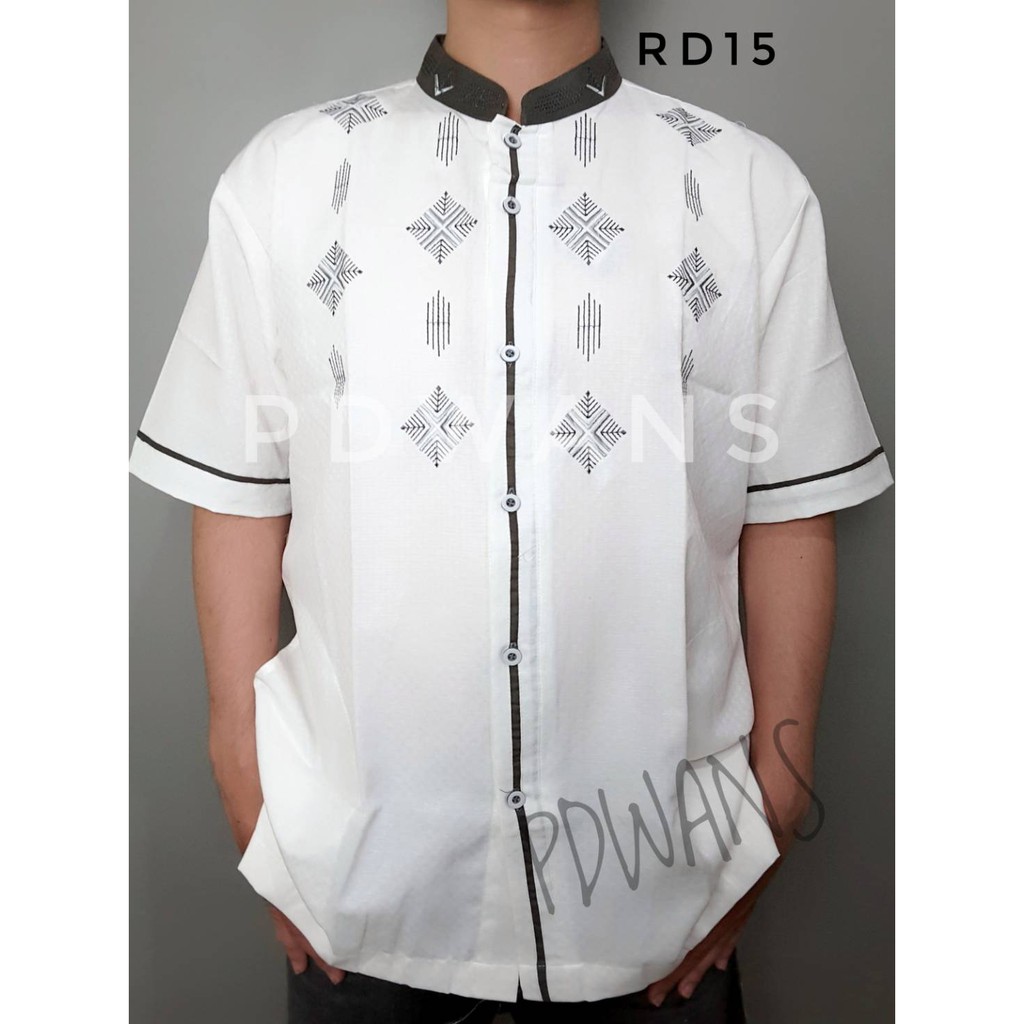 BAJU KOKO Muslim Lengan Pendek Putih PDWANS - RD15