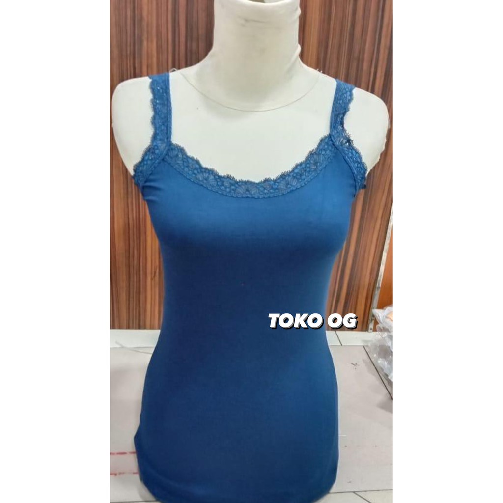 TANKTOP WANITA RENDA FULL RAYON SPANDEX TANK TOP KAMISOL GUBALI FREESIZE DEWASA