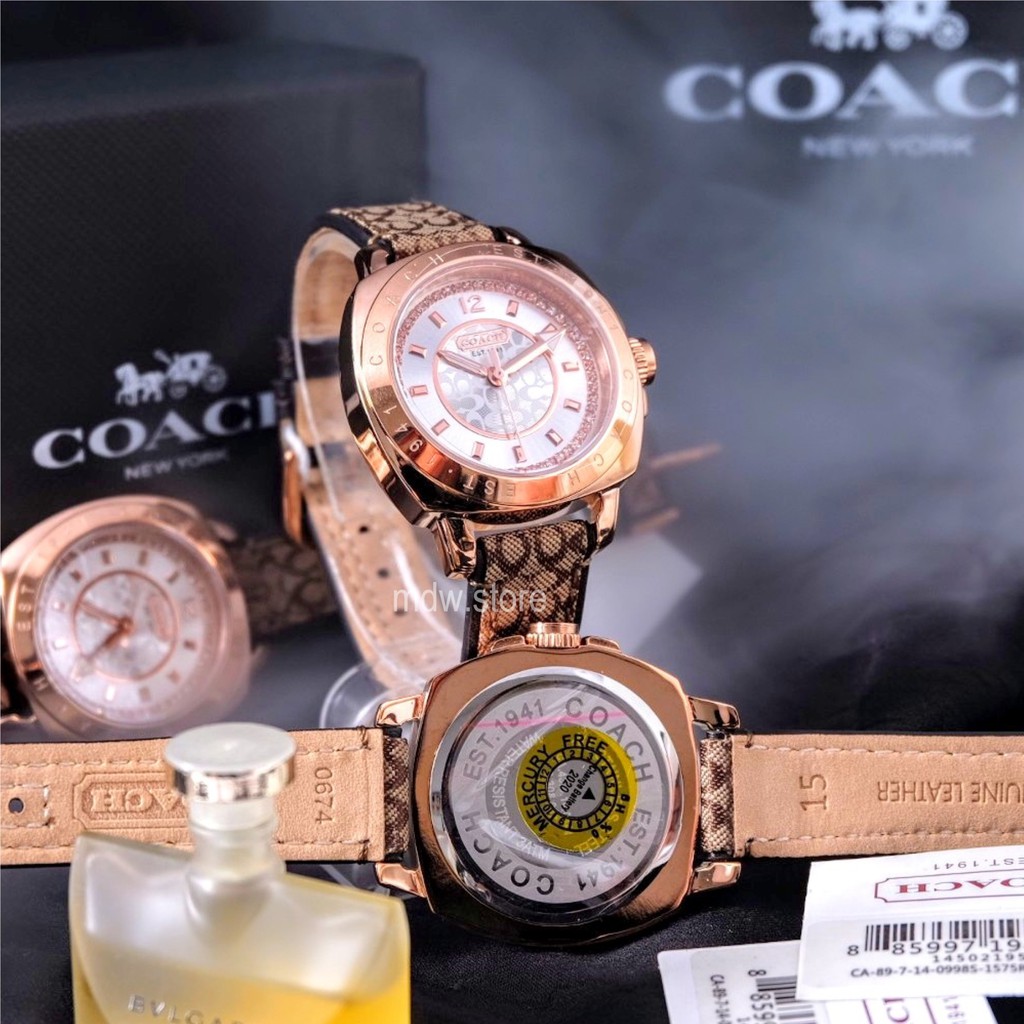 Coach Original Inner White Rosegold Body Jam Tangan Wanita Shopee