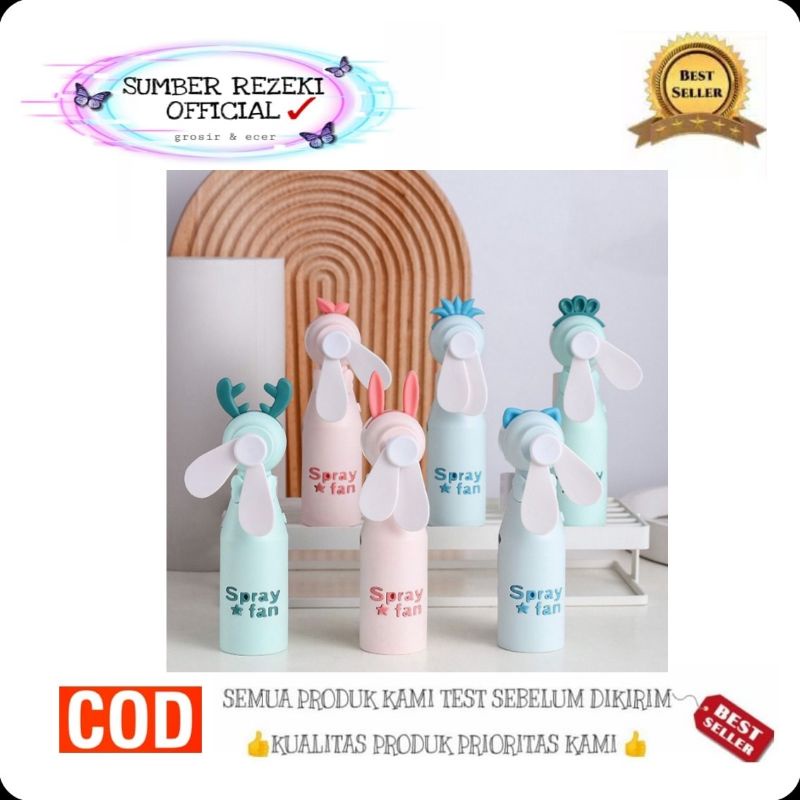 SR - Kipas mini portable nano spray 2 in 1usb karakter lucu fan mini semprotan wajah mini nano spray