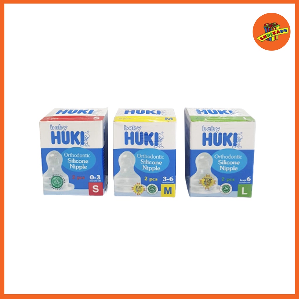 HUKI ORTHODONTIC SILICONE NIPPLE 2PCS DUS - Dot/Empeng Bayi